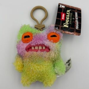 Fuggler Ombré Yellow Pink Fluffy Plush Keyring Purse Bag Charm